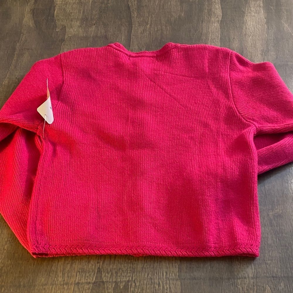 Karen Scott Bright Pink Knit Cardigan with Gold Buttons - Picture 4 of 4